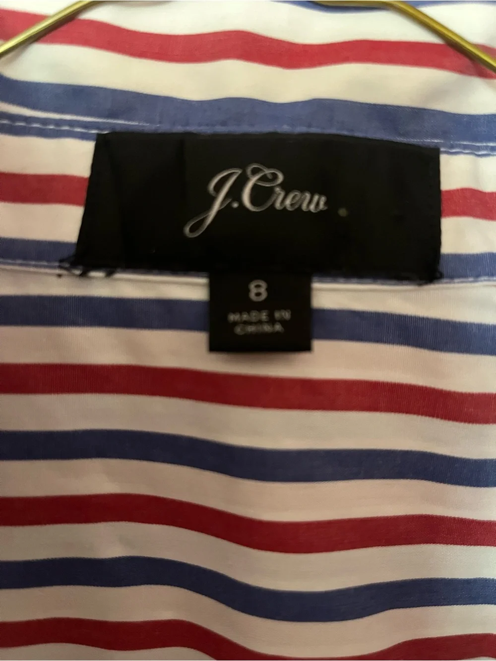 J. Crew Red, White & Blue Striped Tie-Waist Shirt Midi Dress